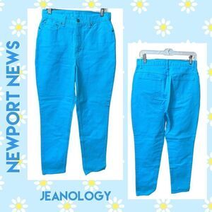 Newport News Jeanology Turquoise Denim Jeans Straight Leg Mom Jeans 10-BNWOT
